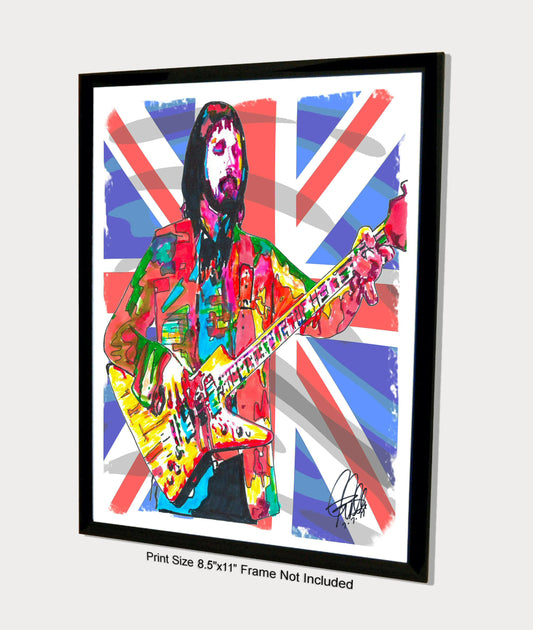 John Entwistle The Who Bass Guitar Hard Rock Music Poster Print Wall Art 8.5x11