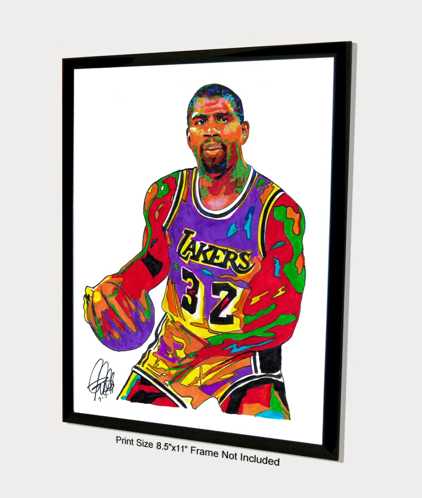 Magic Johnson Los Angeles Lakers Sports Basketball Poster Print Wall Art 8.5x11