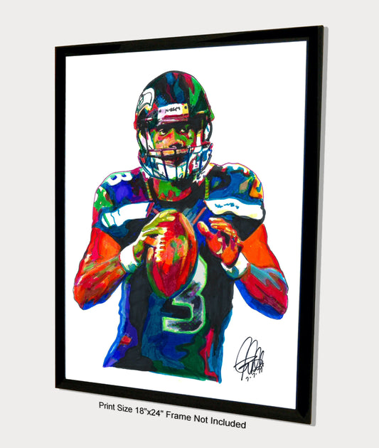 Russell Wilson Seattle Seahawks Football Sports Poster Print Wall Art 18x24