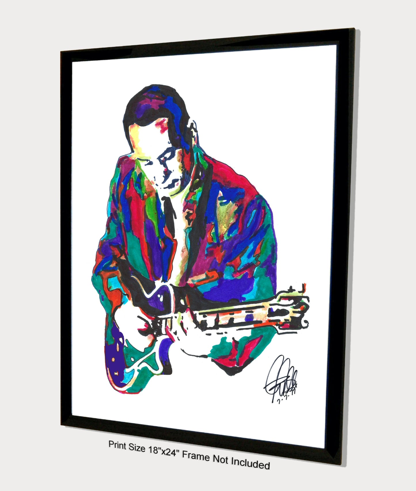 Les Paul Guitar Player Musician Jazz Music Poster Print Wall Art 18x24