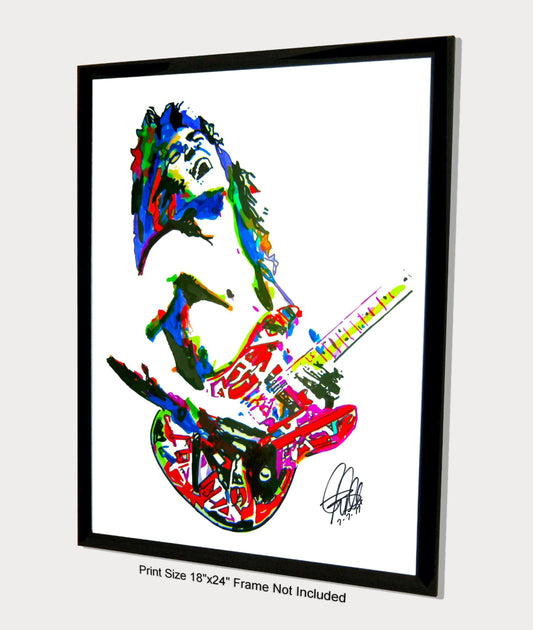 Eddie Van Halen Guitar Hard Rock Music Poster Print Wall Art 18x24