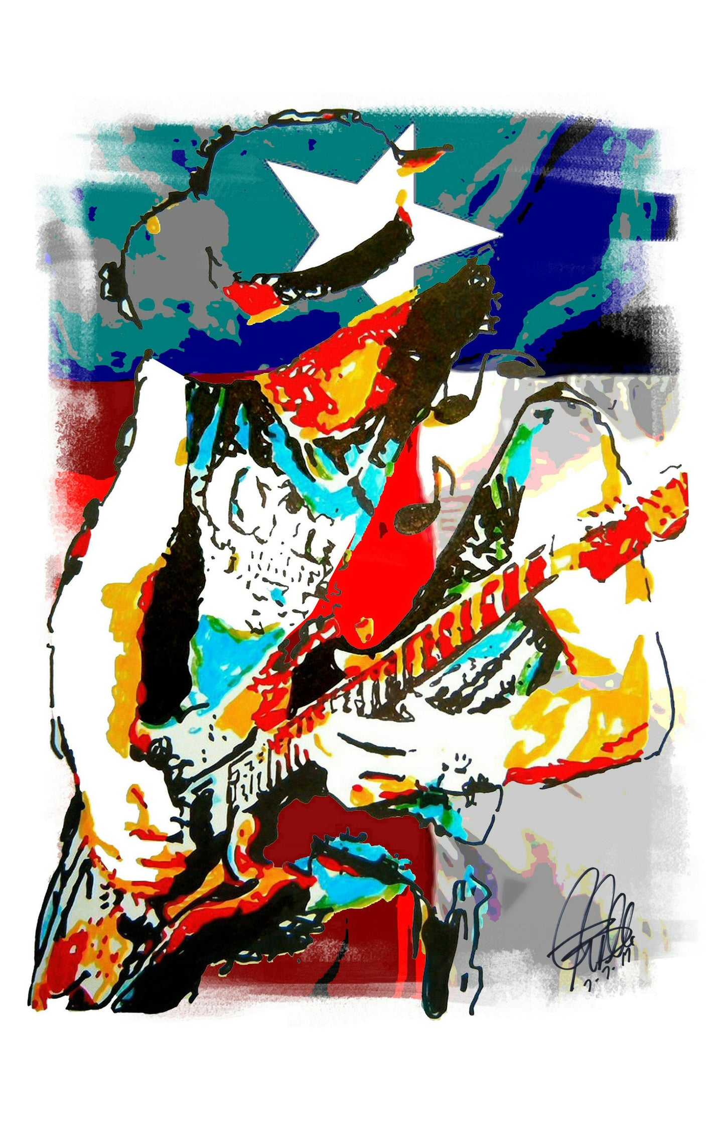 Stevie Ray Vaughan SRV Blues Rock Texas Music Print Poster Wall Art 11x17