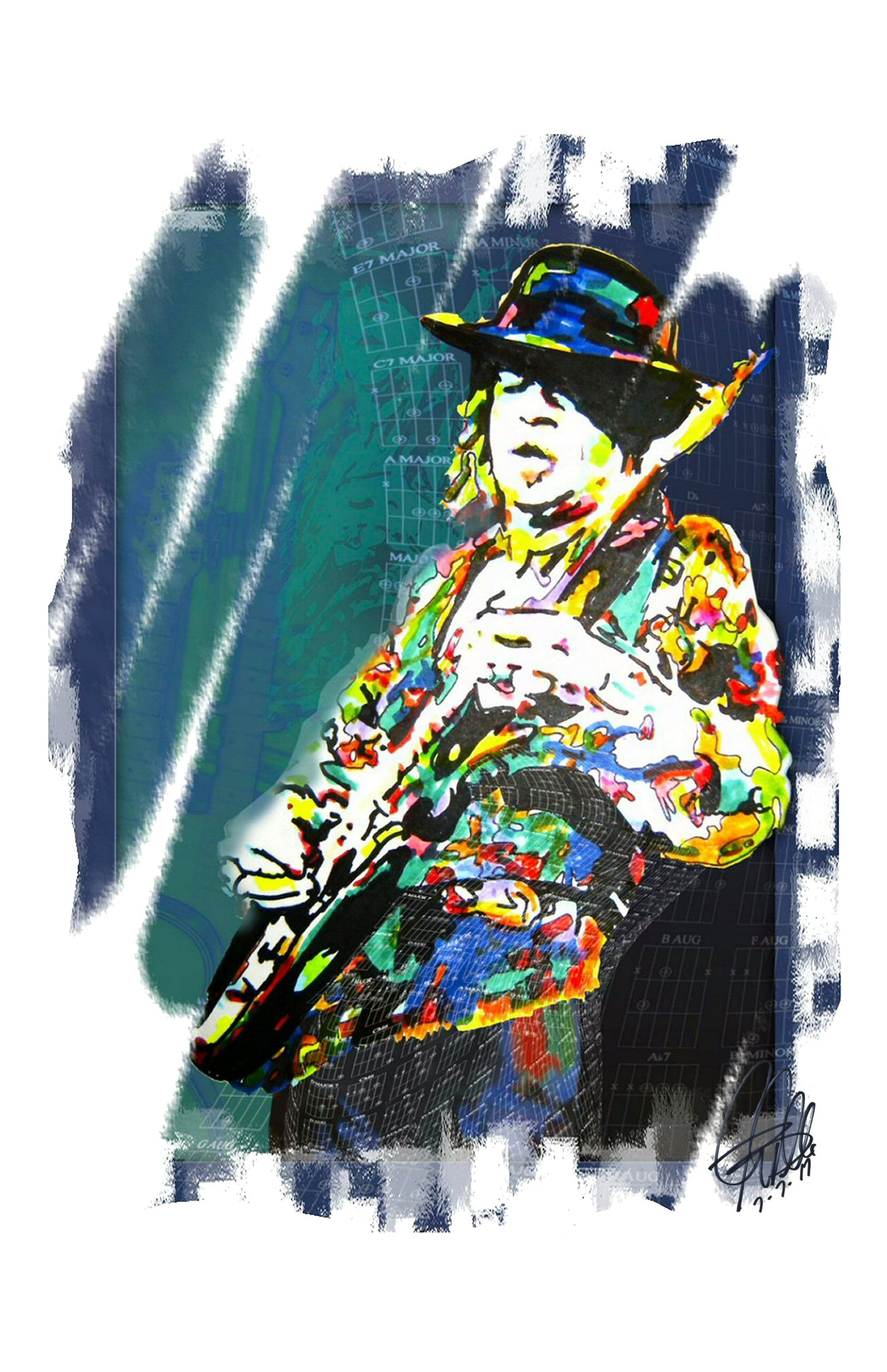 Stevie Ray Vaughan SRV Blues Rock Guitar Music Poster Print Wall Art 11x17