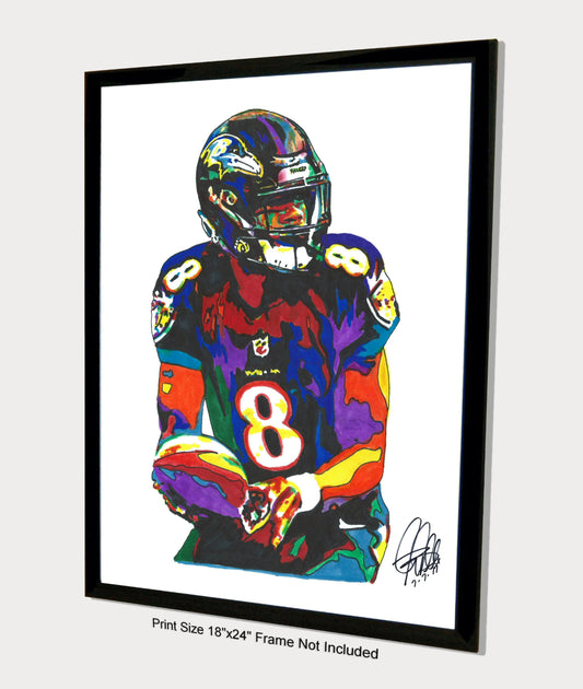 Lamar Jackson Baltimore Ravens Football Print Poster Wall Art 18x24