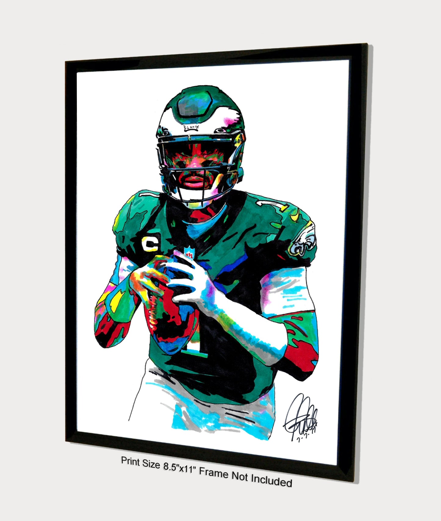 Jalen Hurts Philadelphia Eagles Football Poster Print Wall Art 8.5x11