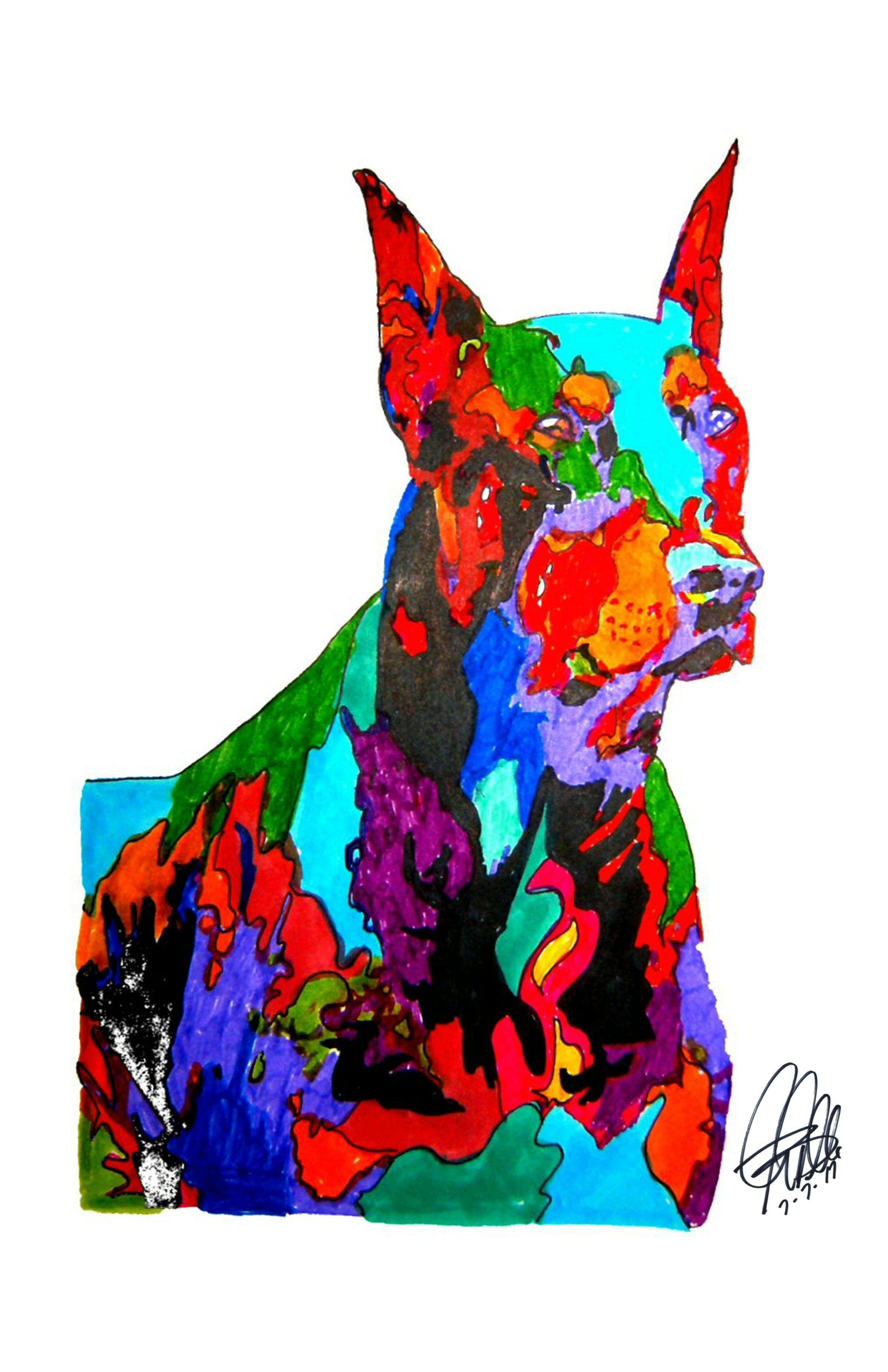 Doberman Pinscher Pet Guard Dog Poster Print Wall Art 11x17