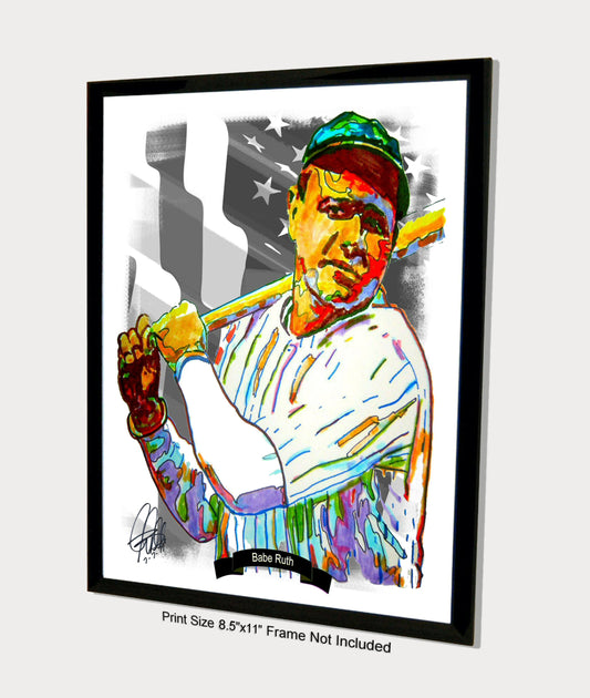 Babe Ruth New York Yankees Baseball Sports Poster Print Wall Art 8.5x11