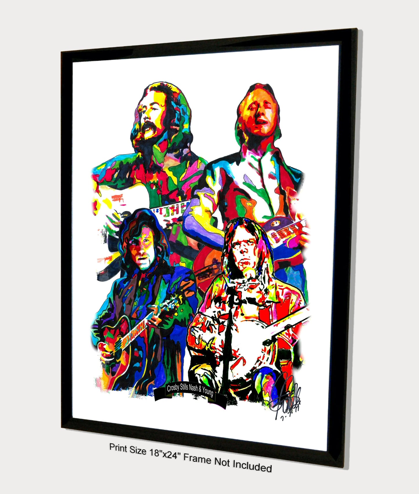 Crosby Stills Nash & Young Folk Rock Music Print Poster Wall Art 18x24