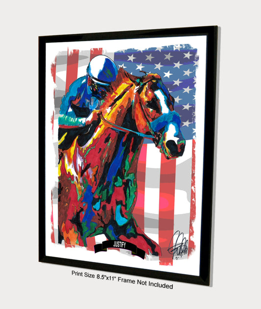 Justify Triple Crown Preakness Stakes Horse Racing Poster Print Wall Art 8.5x11