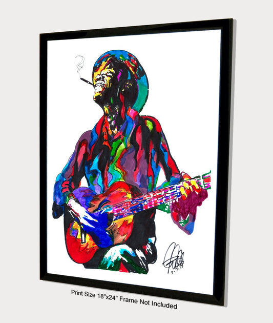 Lightnin Hopkins Singer Guitar Texas Blues Music Poster Print Wall Art 18x24