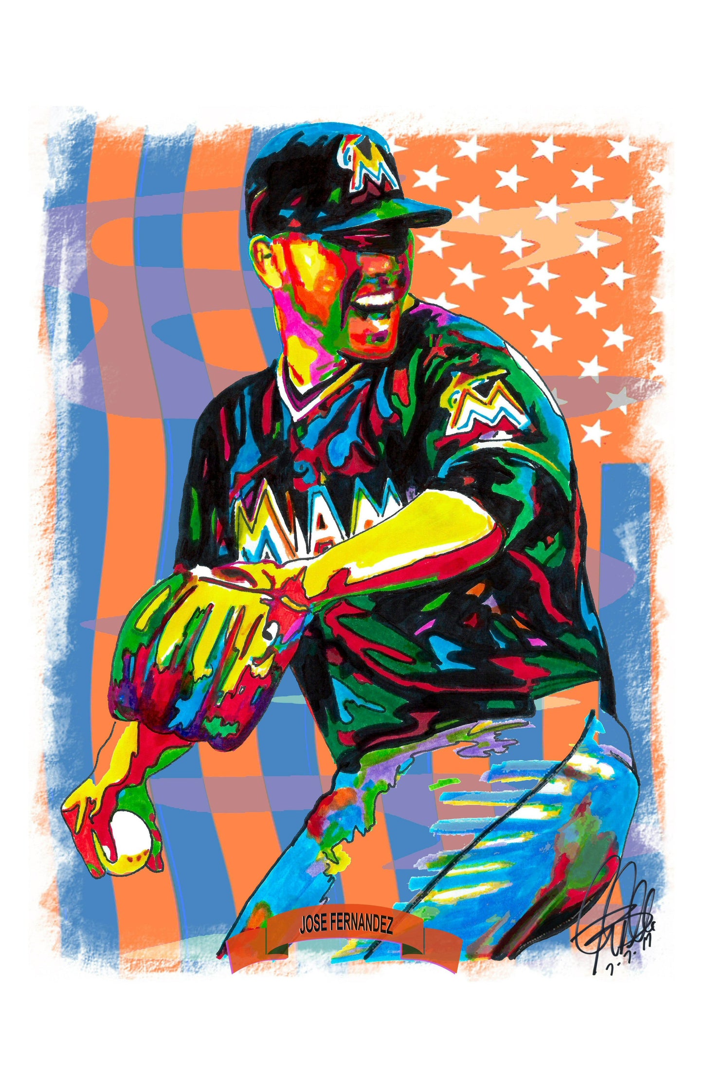 Jose Fernandez Miami Marlins Pitcher Baseball Poster Print Wall Art 11x17