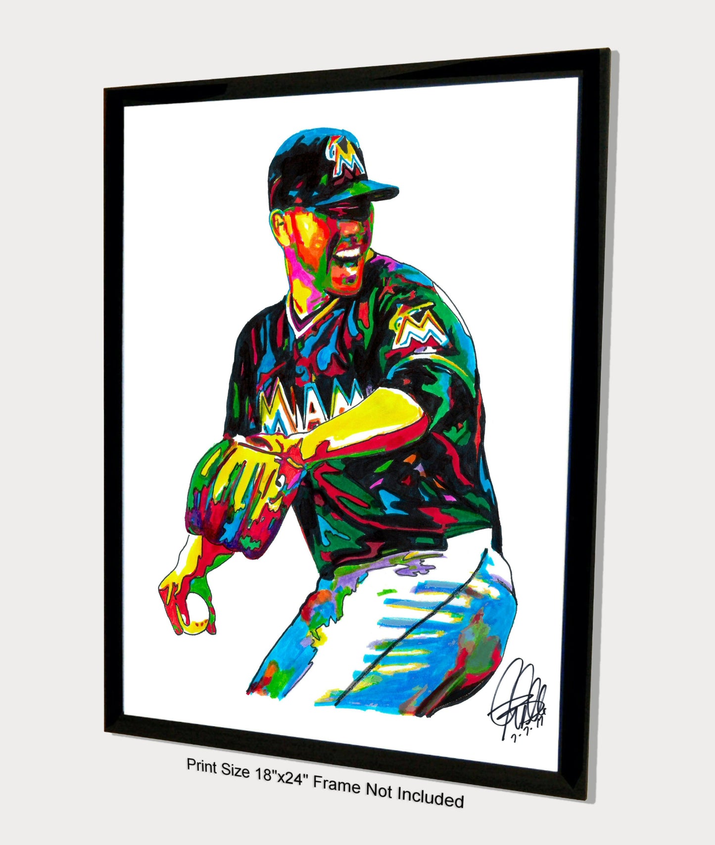 Jose Fernandez Miami Marlins Baseball Sports Poster Print Wall Art 18x24