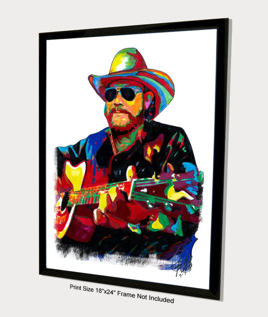 Hank Williams Jr Guitar Country Music Poster Print Wall Art 18x24
