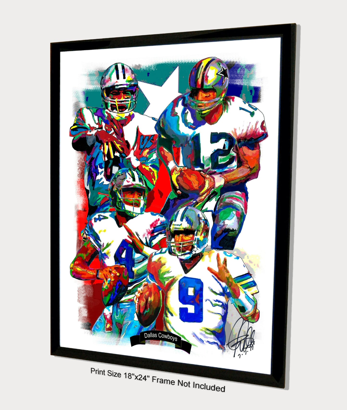 Dallas Cowboys Aikman Staubach Prescott Romo Sports Poster Print Wall Art 18x24