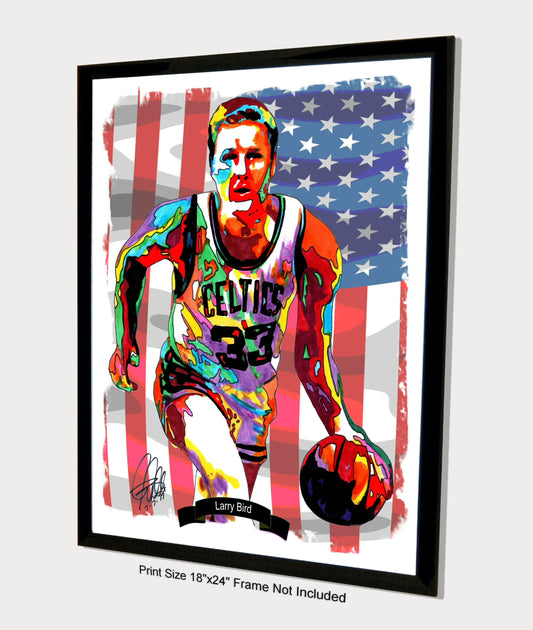 Larry Bird Boston Celtics Basketball Poster Print Wall Art 18x24