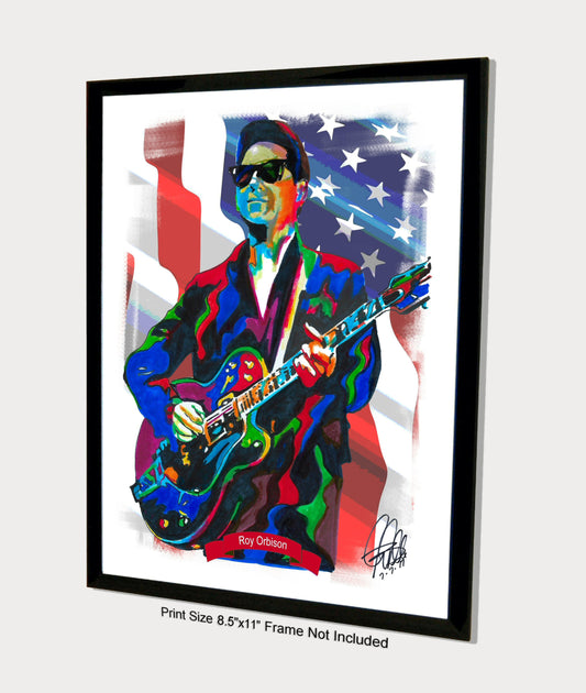 Roy Orbison Singer Guitar Music Poster Print Wall Art 8.5x11