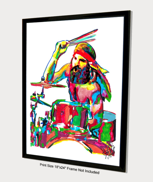 Artimus Pyle Lynyrd Skynyrd Drums Rock Music Poster Print Wall Art 18x24