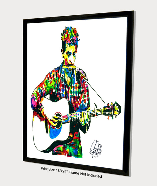 Bob Dylan Guitar Folk Rock Music Poster Print Wall Art 18x24