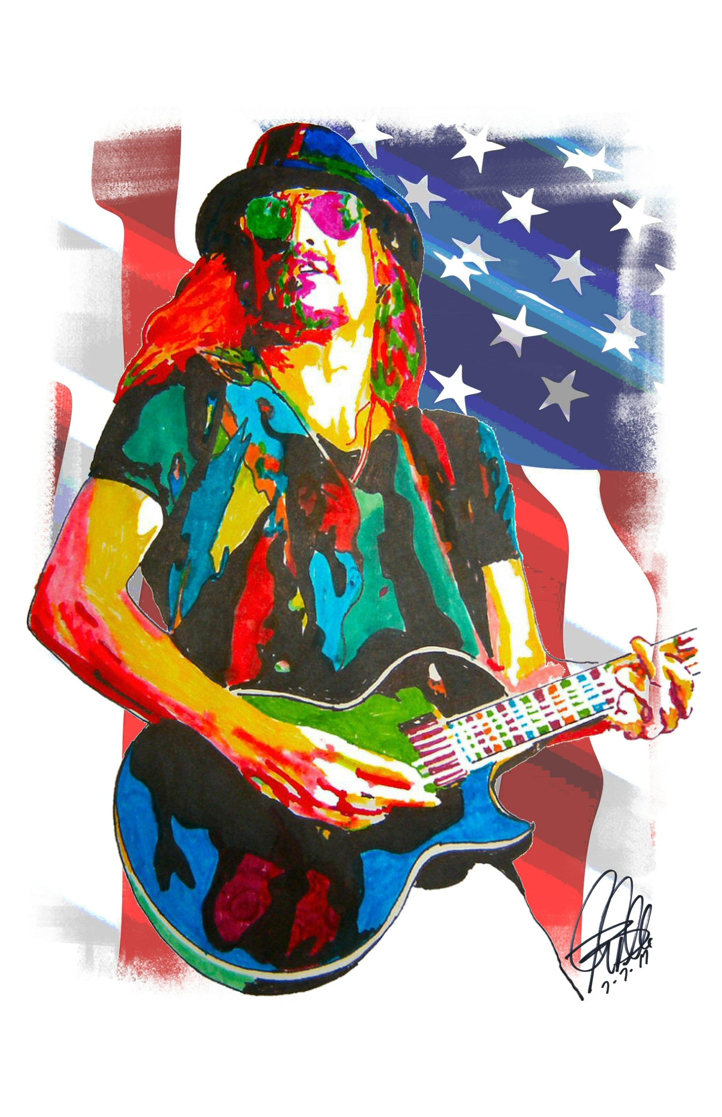 Kid Rock Singer Guitar Rock Rap Music Poster Print Tribute Wall Art 11x17