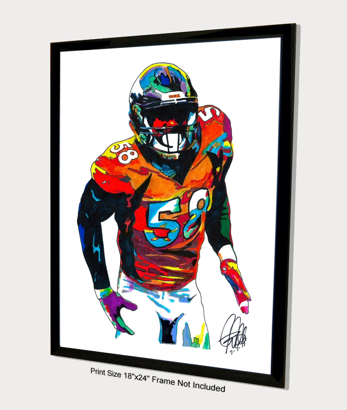 Von Miller Denver Broncos LB Football Sports Print Poster Wall Art 18x24