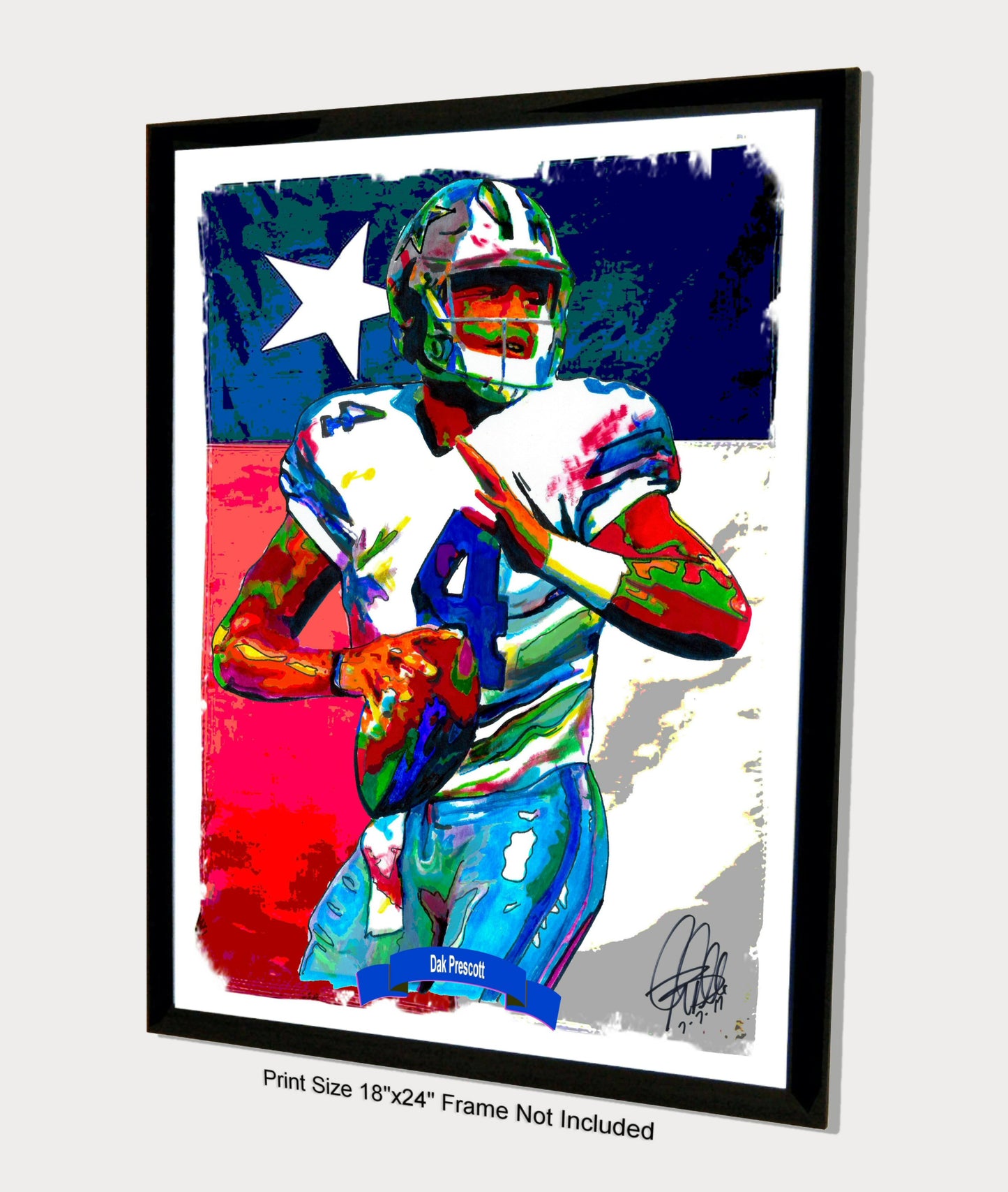 Dak Prescott Dallas Cowboys Quarterback Football Sports Poster Print Art 18x24