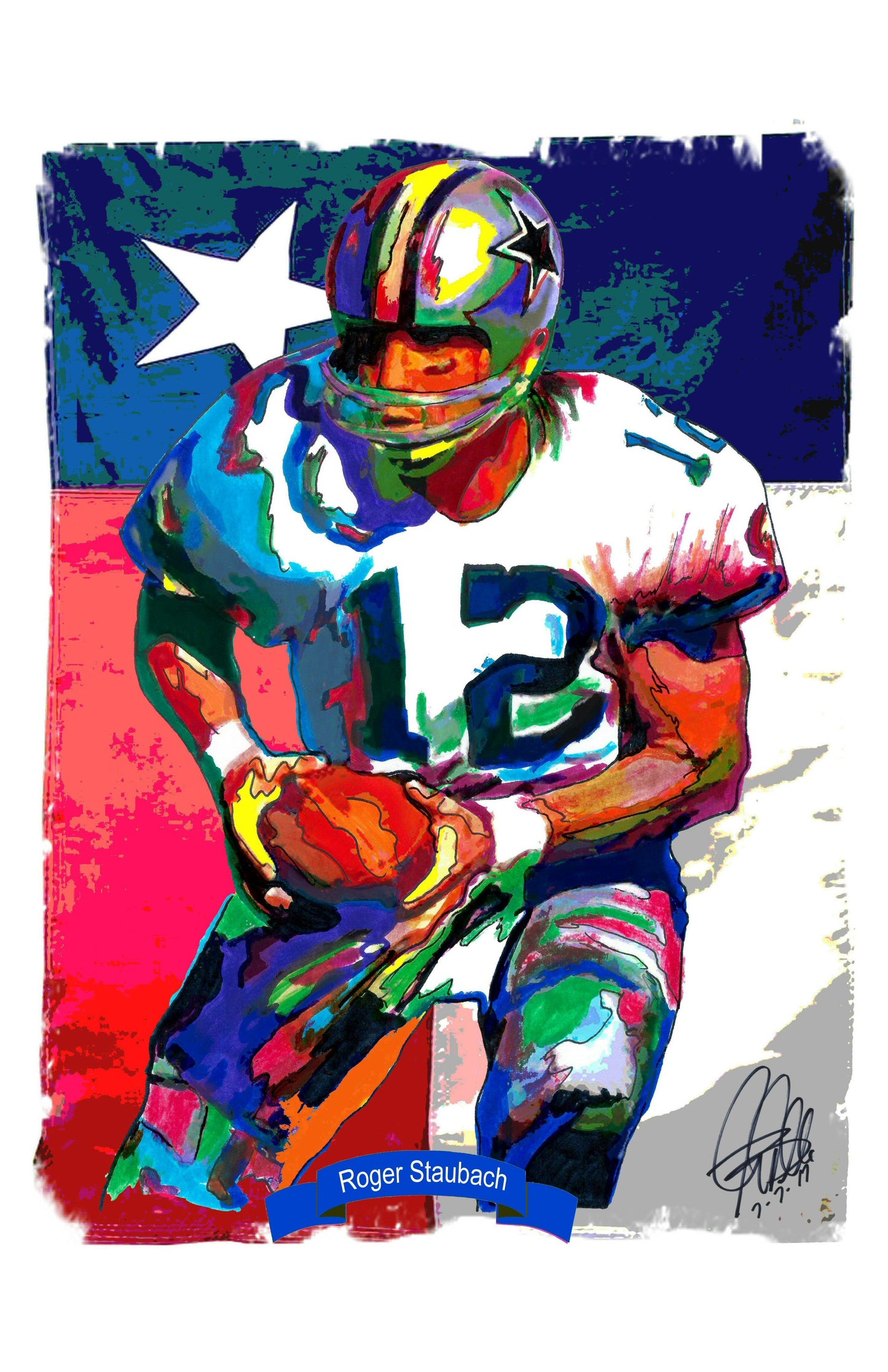 Roger Staubach Dallas Cowboys Football Sports Poster Print Wall Art 11x17