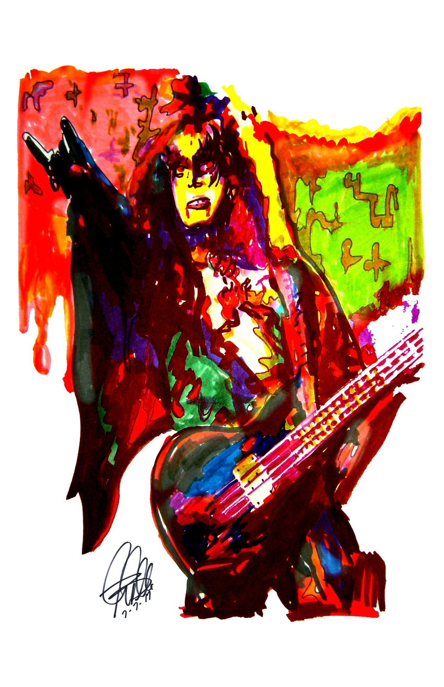 Gene Simmons Kiss Singer Bass Hard Rock Music Poster Print Wall Art 11x17