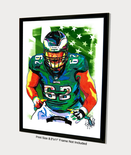 Jason Kelce Philadelphia Eagles Football Center Poster Print Wall Art 8.5x11