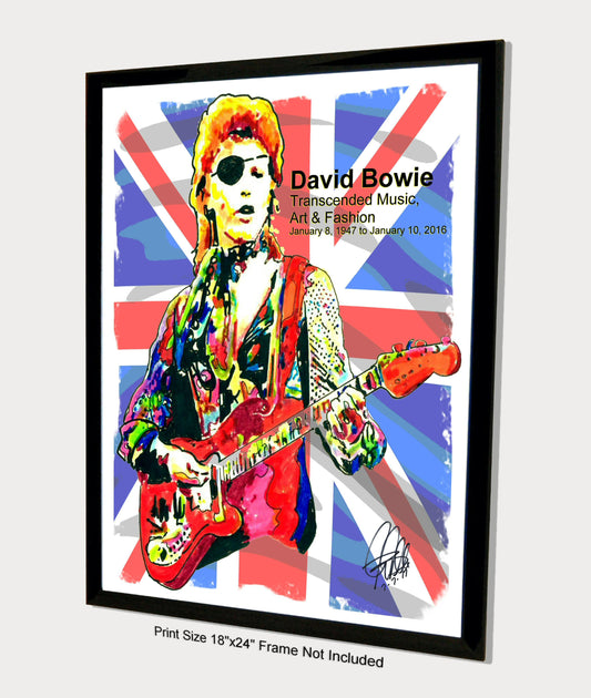 David Bowie Ziggy Stardust Singer Glam Rock Music Print Poster Wall Art 18x24