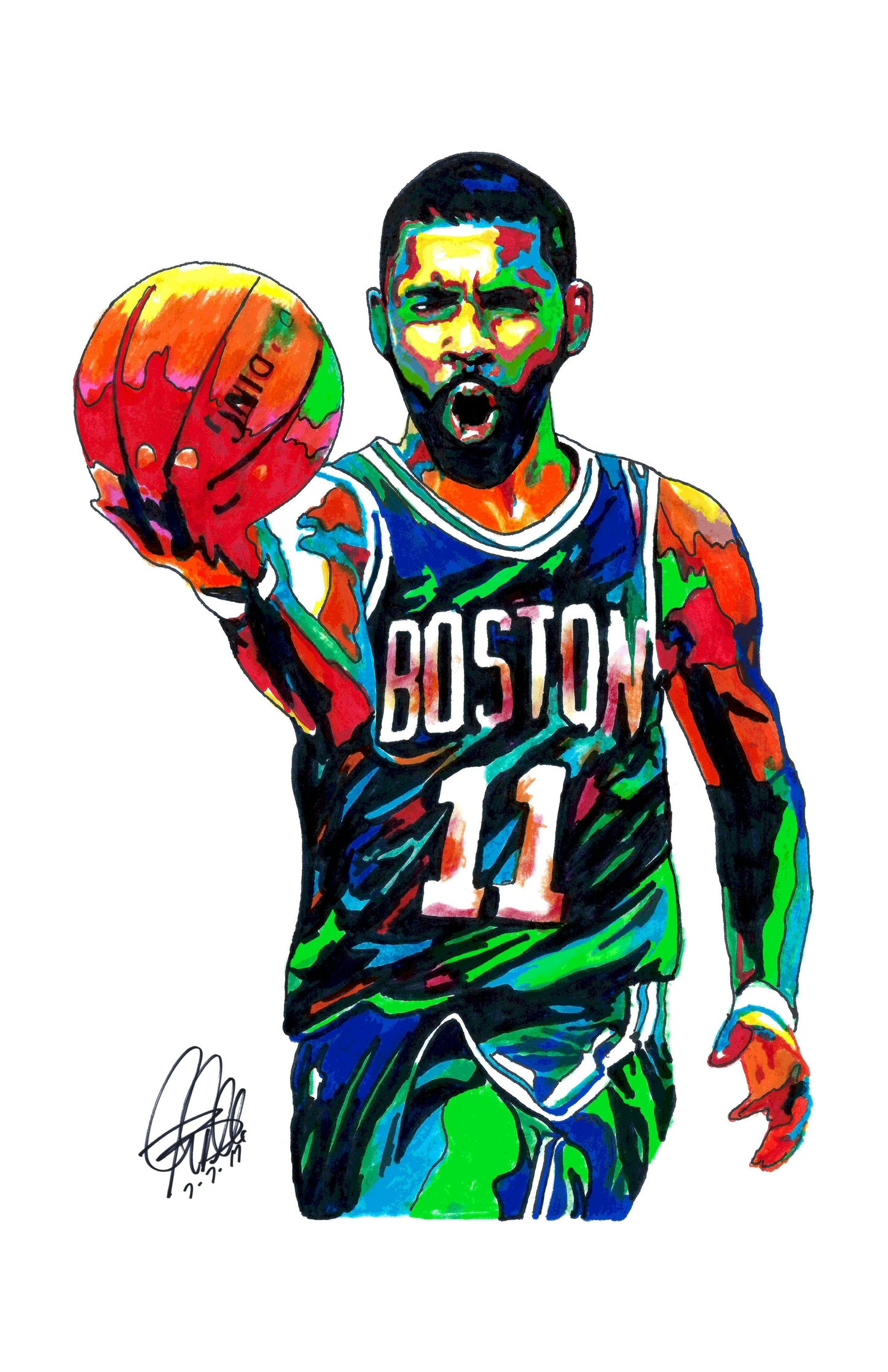 Kyrie Irving Boston Celtics Basketball Sports Poster Print Wall Art 11x17