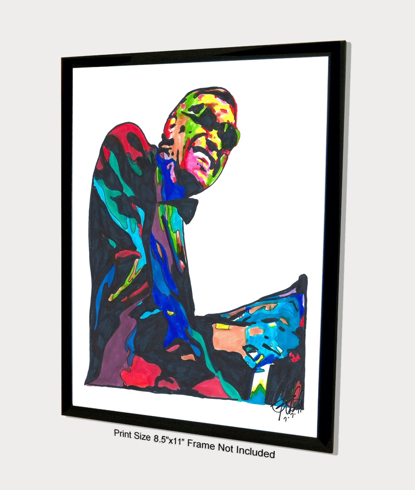 Ray Charles Singer Piano Soul Music Poster Print Wall Art 8.5x11