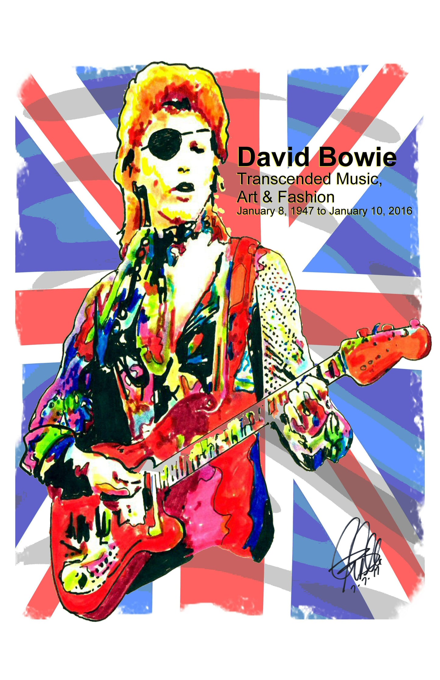 David Bowie Ziggy Stardust Singer Glam Rock Music Print Poster Wall Art 11x17