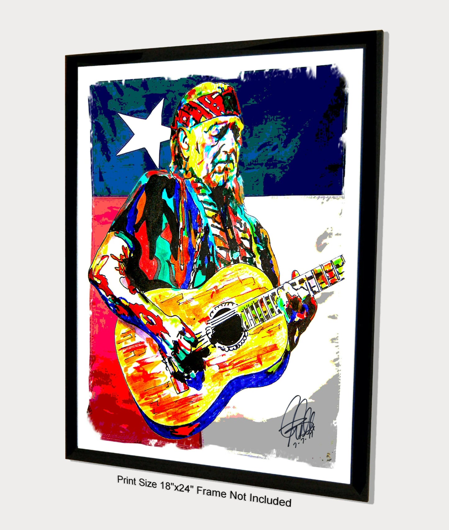 Willie Nelson Singer Guitar Country Music Poster Print Wall Art 18x24