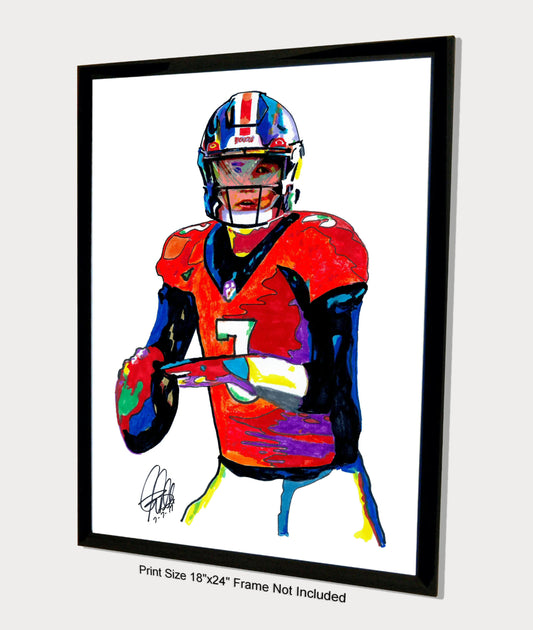 Drew Lock Denver Broncos Quarterback Football Sports Art Poster Print 18x24