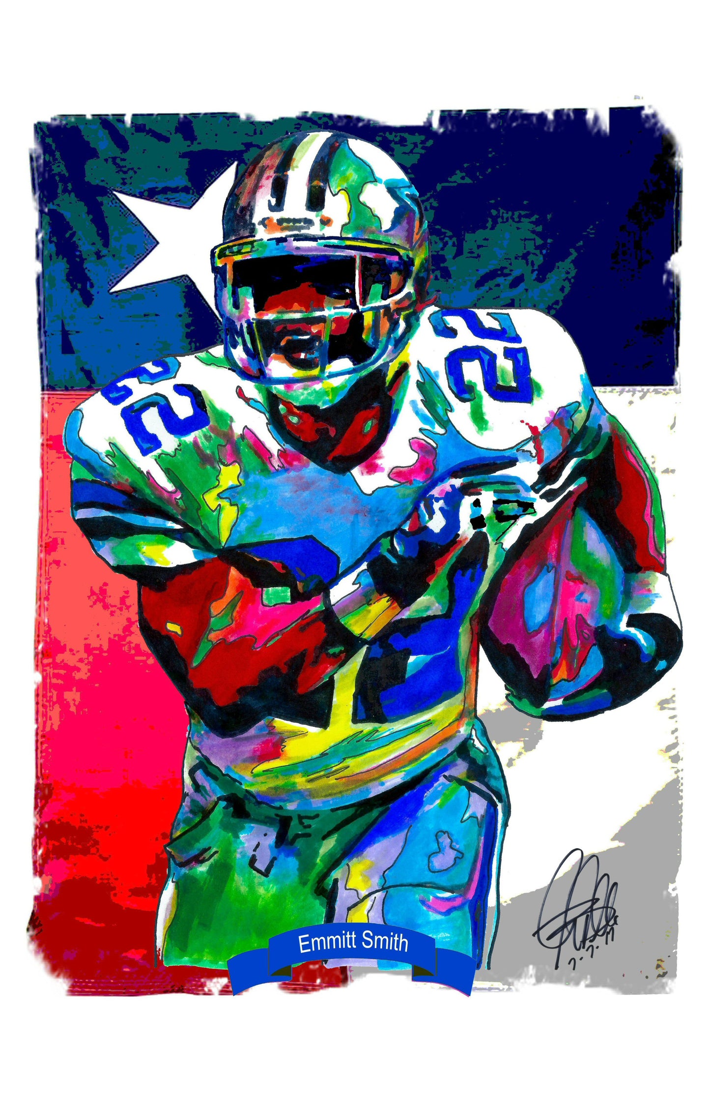 Emmitt Smith Dallas Cowboys Football Sports Poster Print Wall Art 11x17