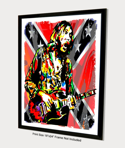 Duane Allman Lead Guitar Southern Rock Music Poster Print Wall Art 18x24