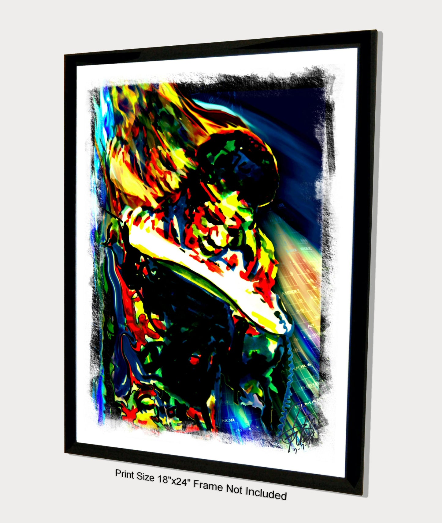 Jimi Hendrix Guitar Blues Hard Rock Music Poster Print Wall Art 18x24