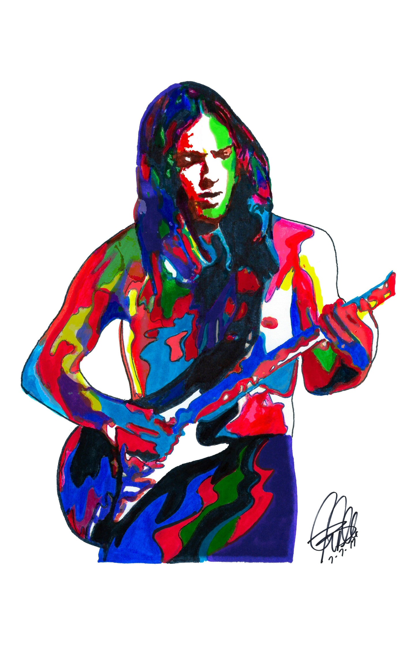 David Gilmour Pink Floyd Guitar Rock Music Poster Print Wall Art 11x17