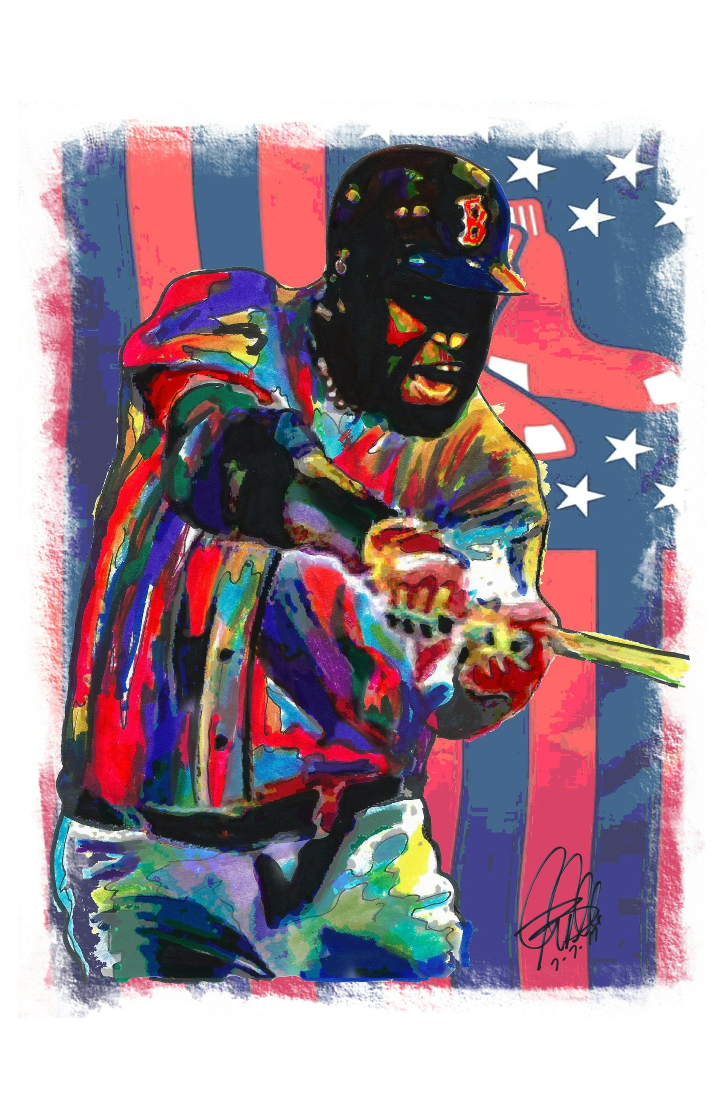 David Ortiz Big Papi Boston Red Sox Baseball Poster Print Wall Art 11x17