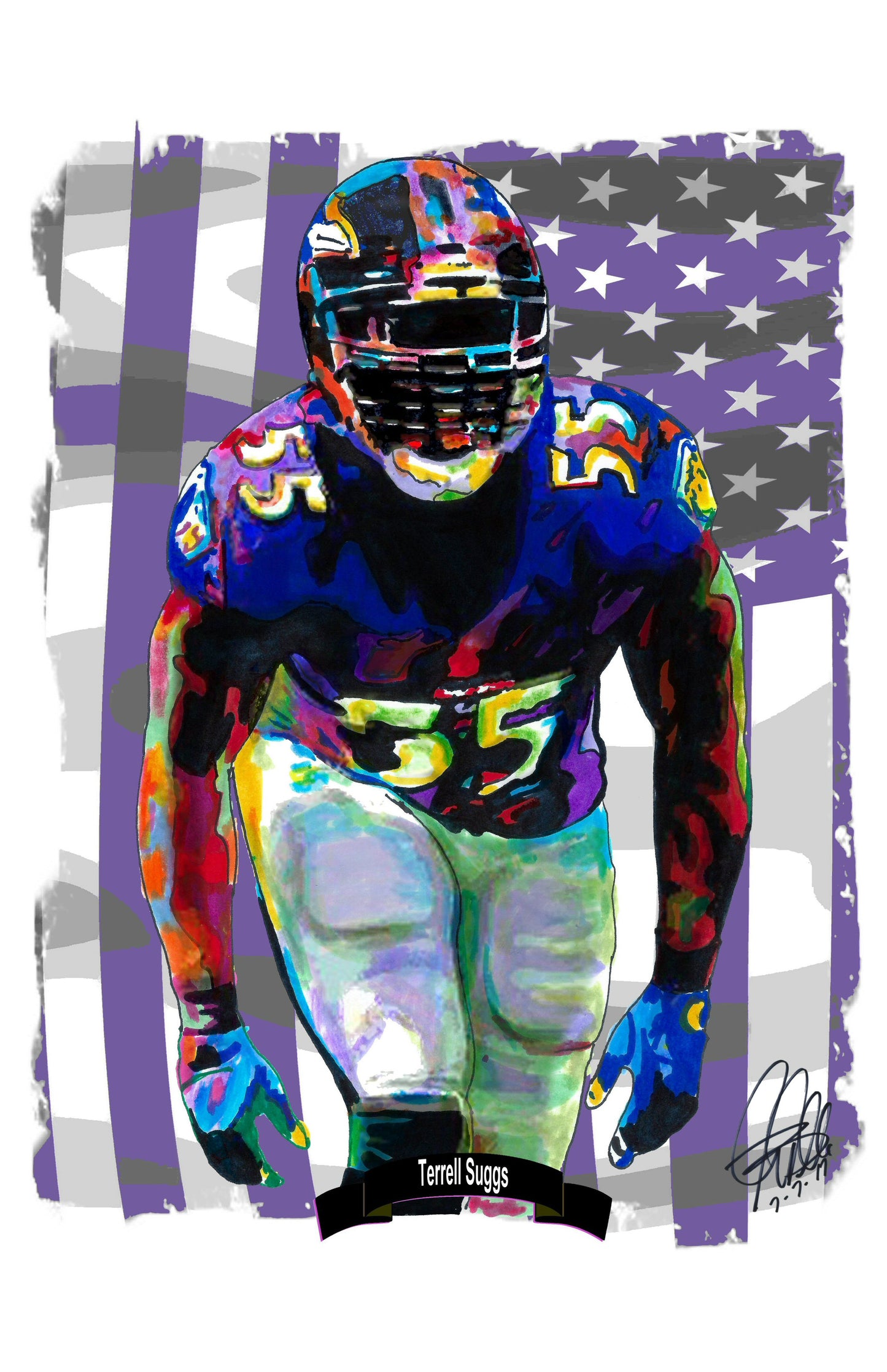 Terrell Suggs Baltimore Ravens Linebacker Football Poster Print Wall Art 11x17