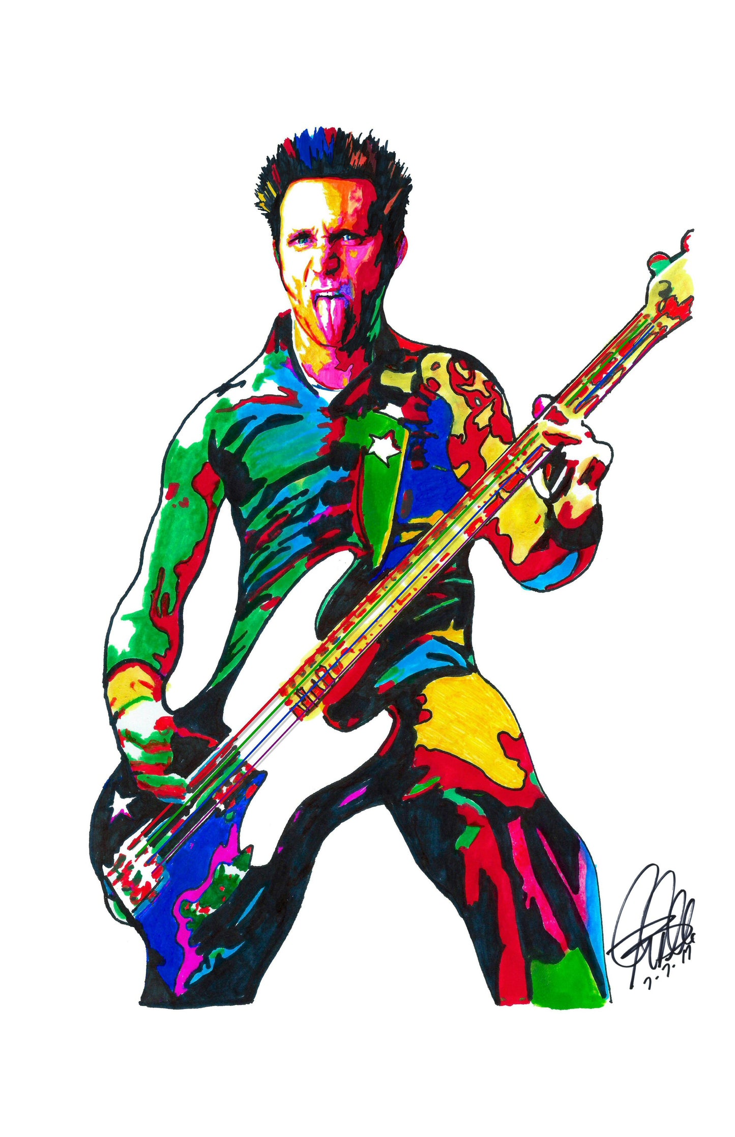 Mike Dirnt Green Day Bass Guitar Punk Rock Music Poster Print Wall Art 11x17