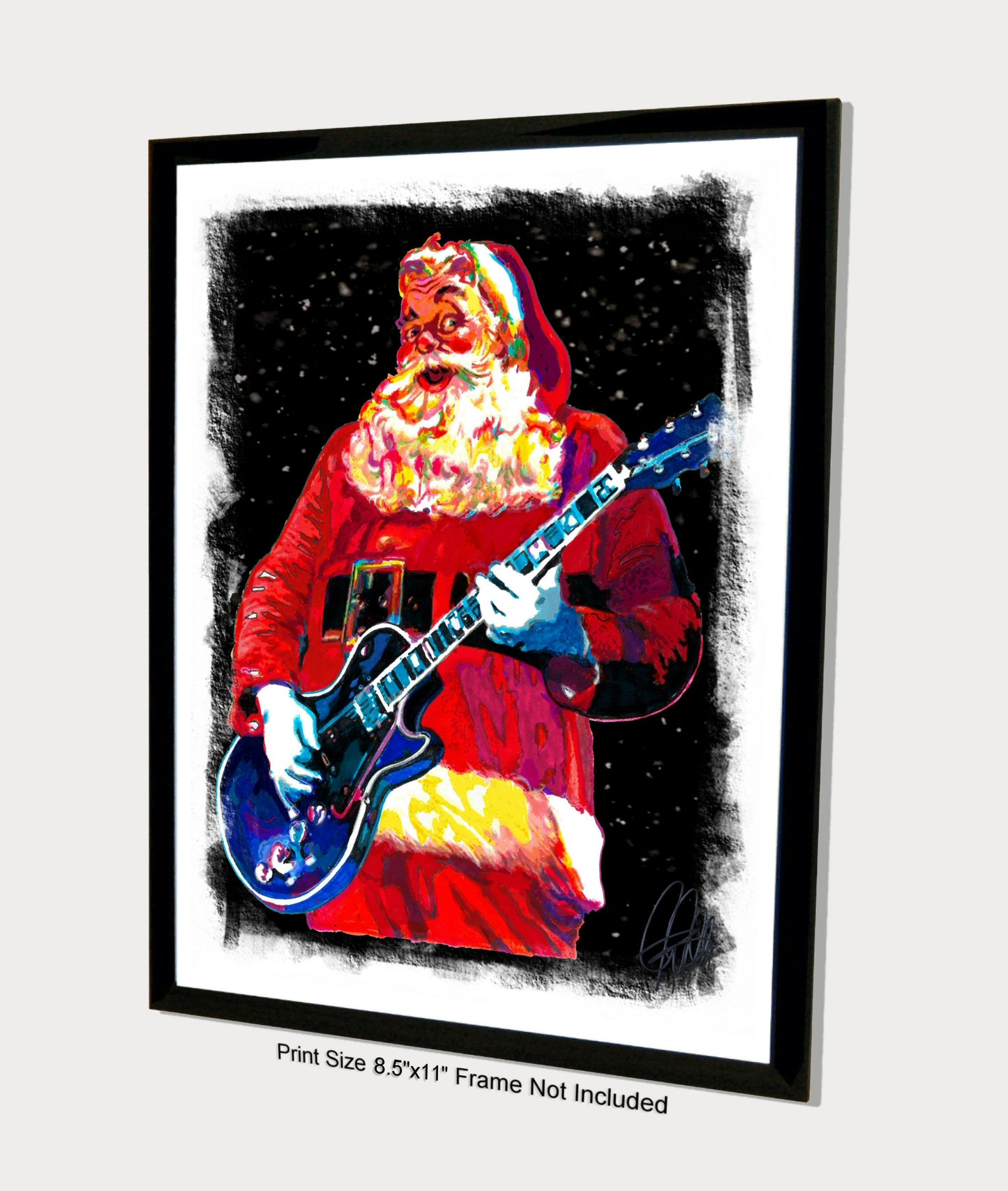 Santa Claus Guitar Poster Print Wall Art 8.5x11