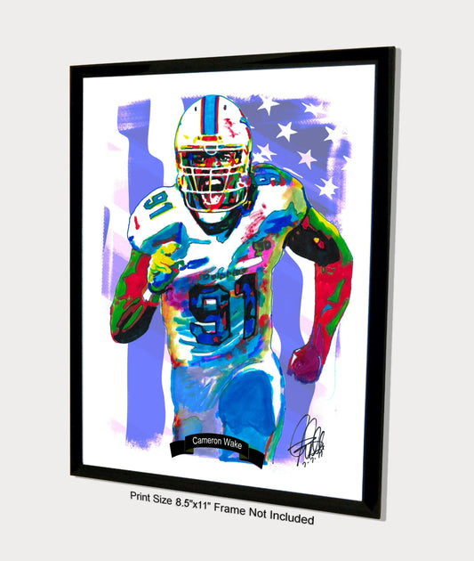 Cameron Wake Miami Dolphins Football Poster Print Wall Art 8.5x11