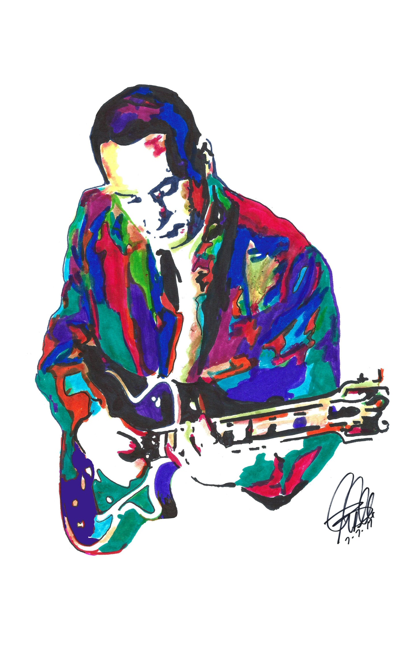 Les Paul Guitar Player Musician Jazz Music Poster Print Wall Art 11x17