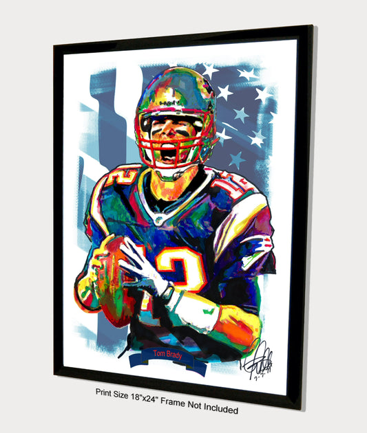 Tom Brady New England Patriots Football Sports Poster Print Wall Art 18x24