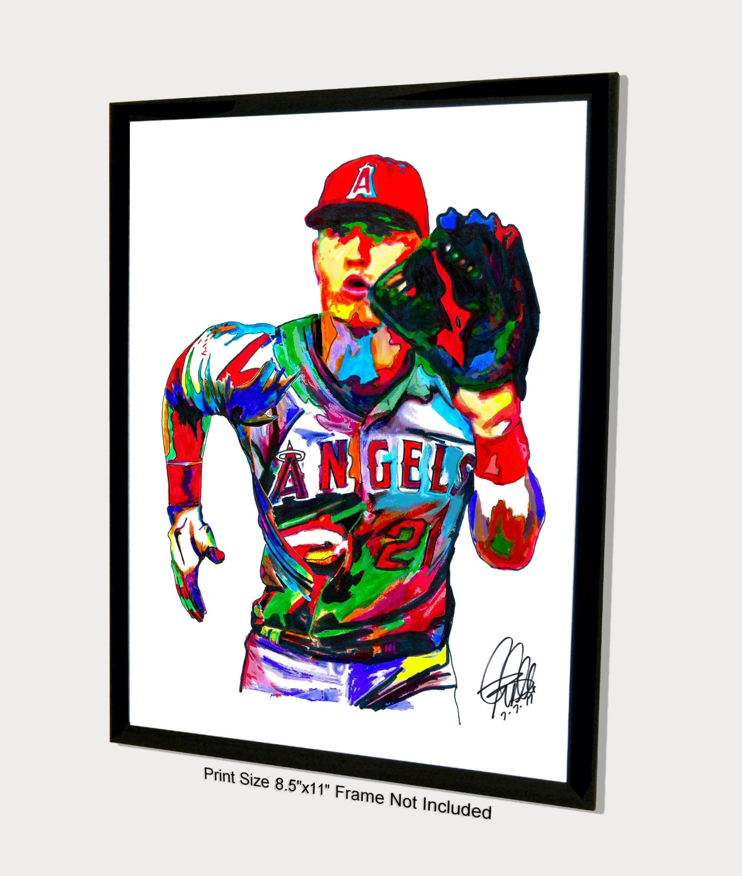 Mike Trout Los Angeles Angels Baseball Sports Poster Print Wall Art 8.5x11