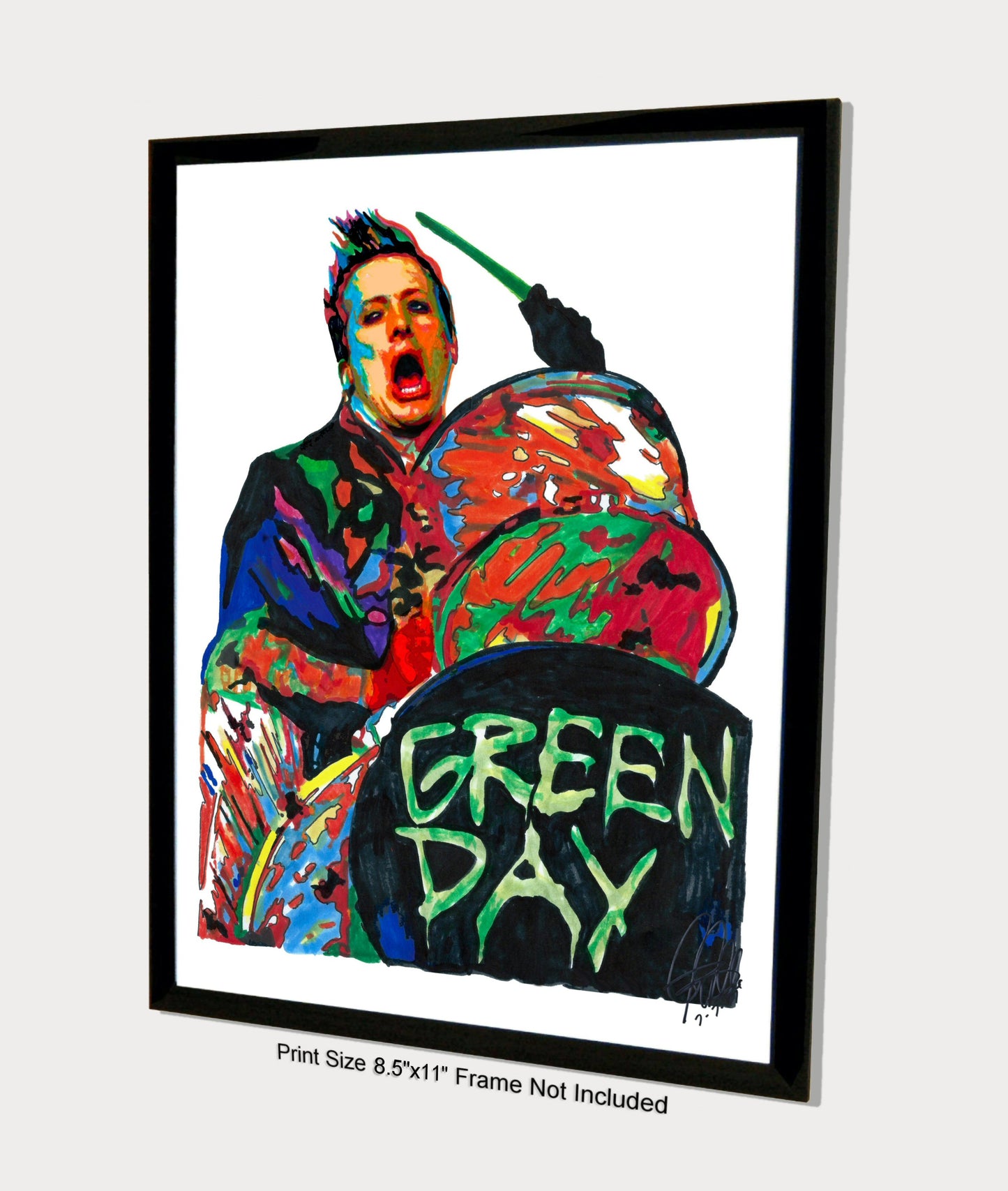 Tre Cool Green Day Drums Punk Rock Music Poster Print Wall Art 8.5x11