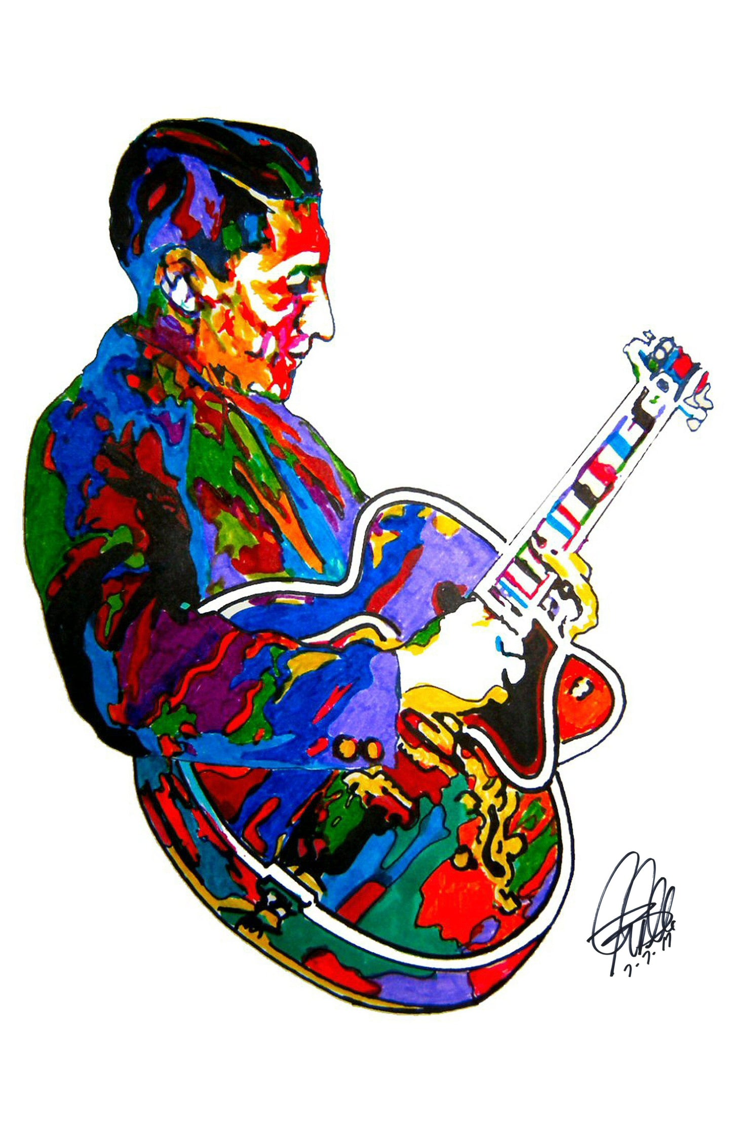 Scotty Moore Guitar Rockabilly Rock & Roll Music Poster Print Wall Art 11x17