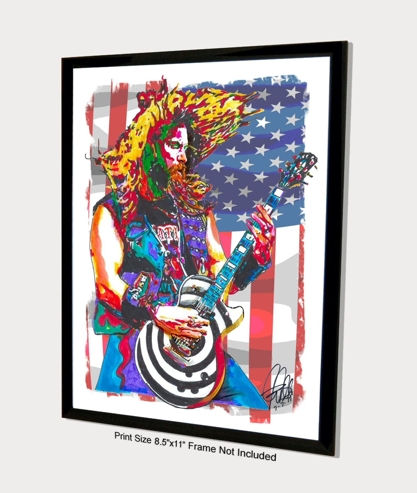 Zakk Wylde Black Label Society Guitar Hard Rock Music Poster Print Art 8.5x11