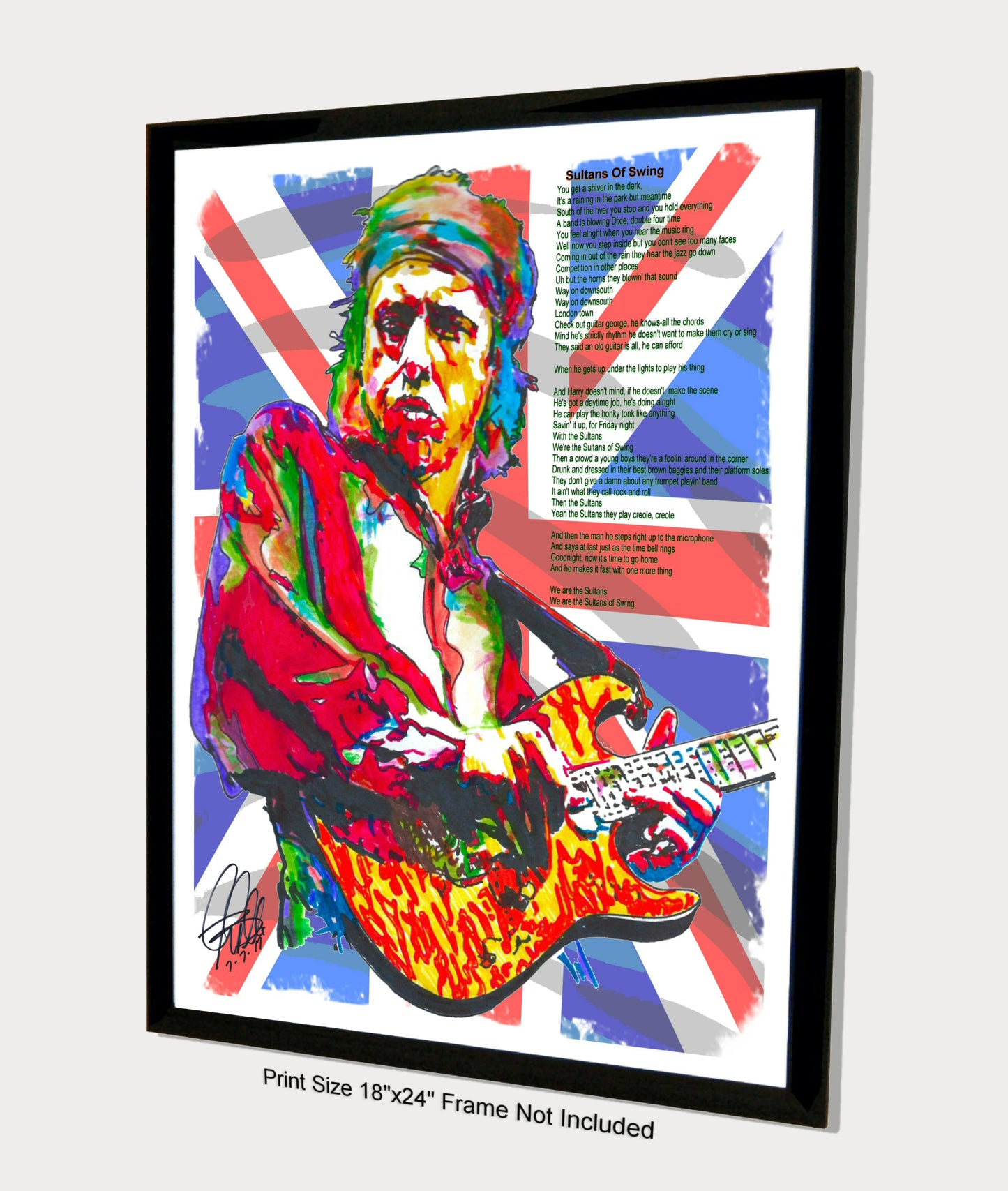 Mark Knopfler Dire Straits Guitar Sultans of Swing Music Poster Print 18x24